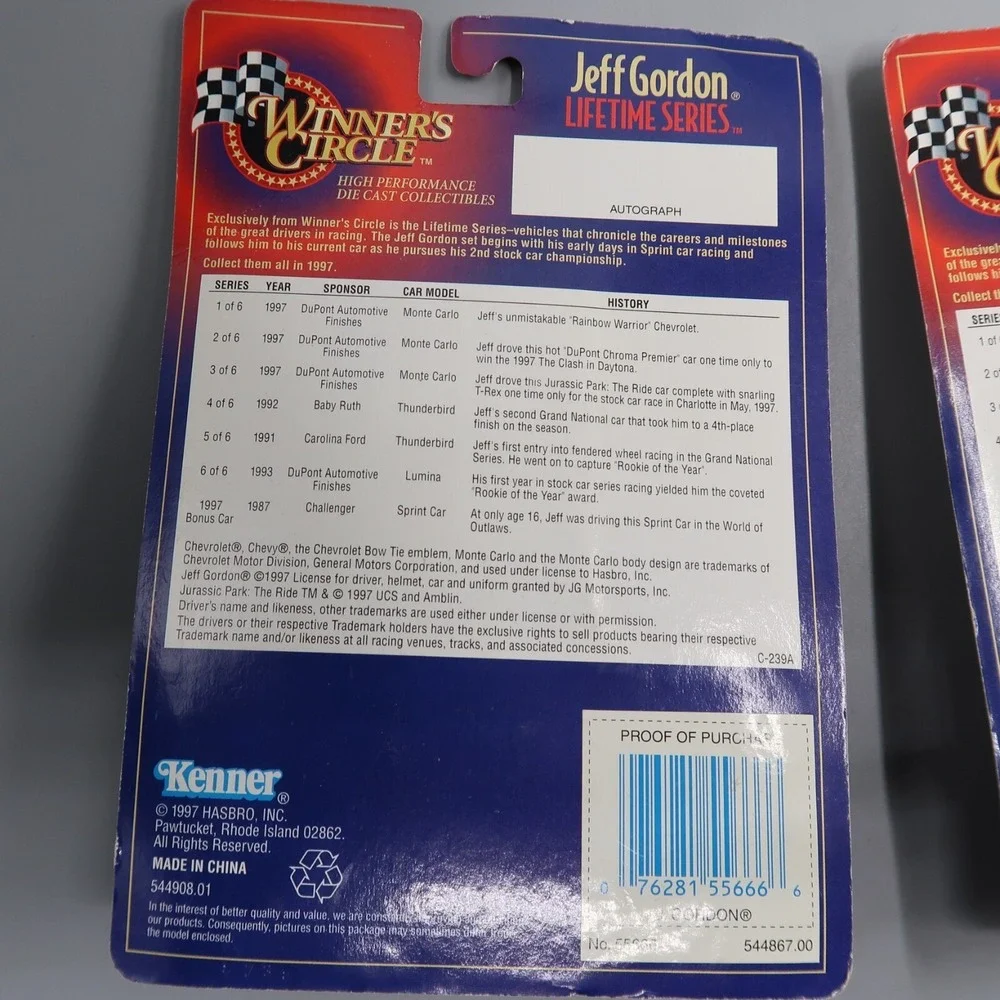 2 Jeff‎ Gordon #24 DuPont Chevrolet Nascar Car 1:64 Lifetime Series w/ Card